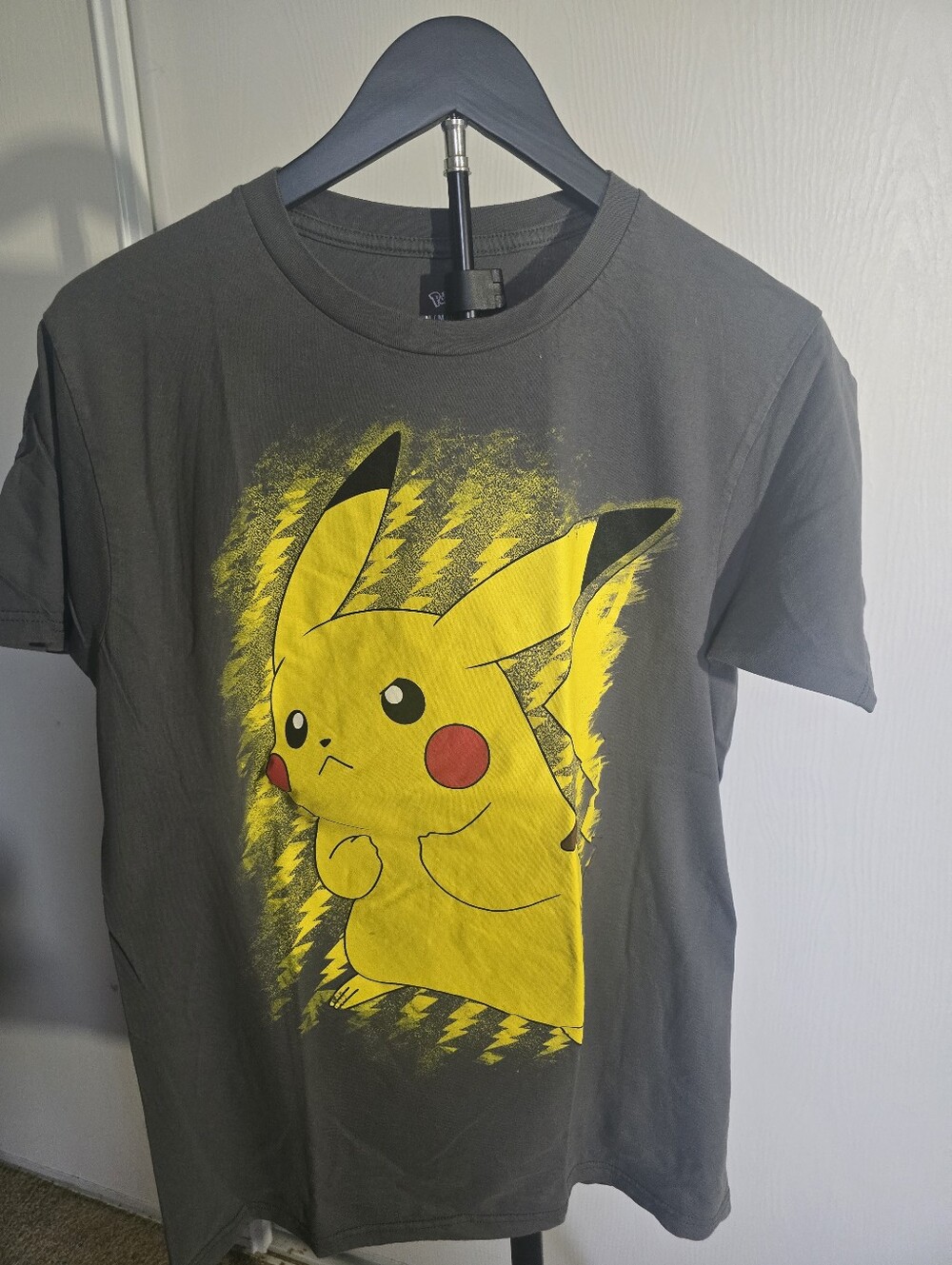 Pokemon Gray T-Shirt with Yellow Pikachu Graphic